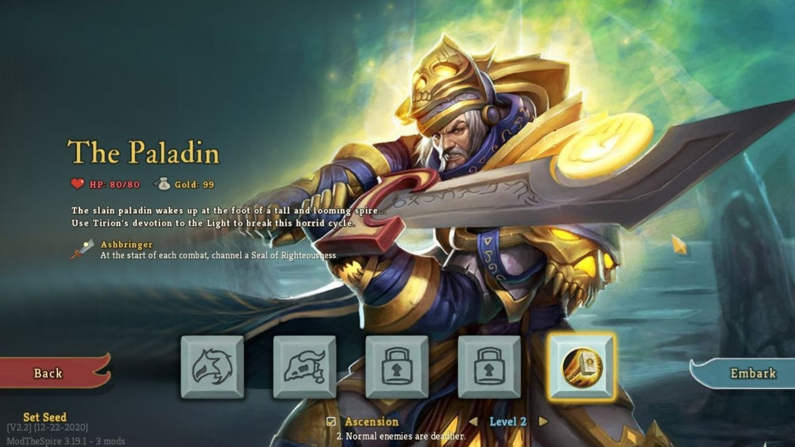 Paladin character mod for Slay the Spire